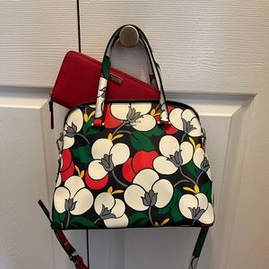 Kate Spade Dawn Breezy Floral Crossbody with Red Zip Wallet